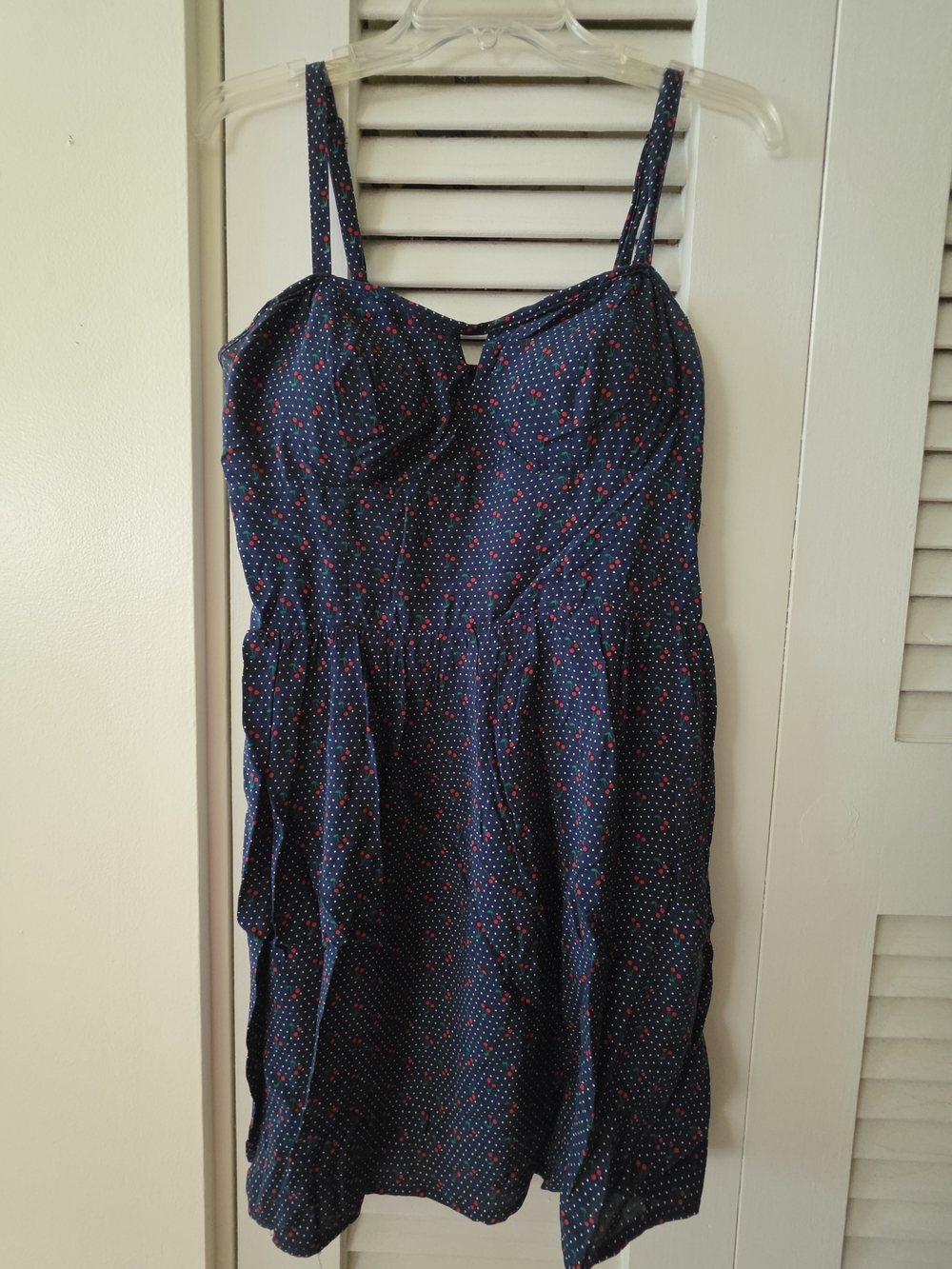 AUW Navy Dress with Red Dot & Cherry Print